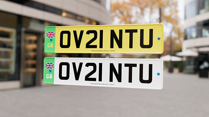 UK Number Plate Low-poly 3D model 4