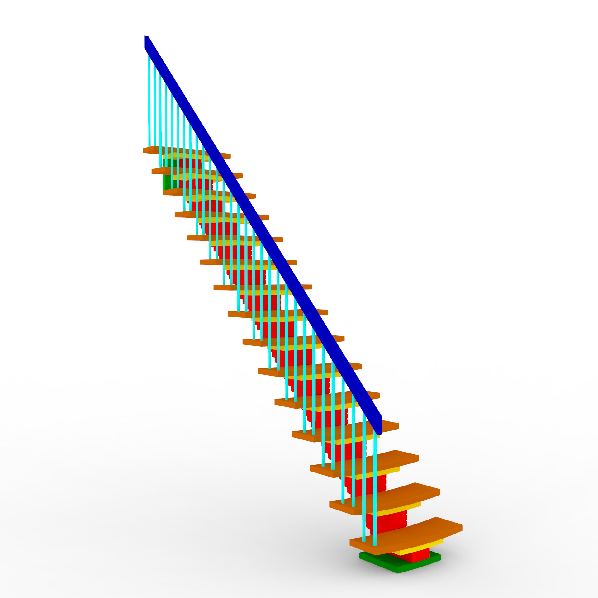 Segmental straight stairs 3D model_8