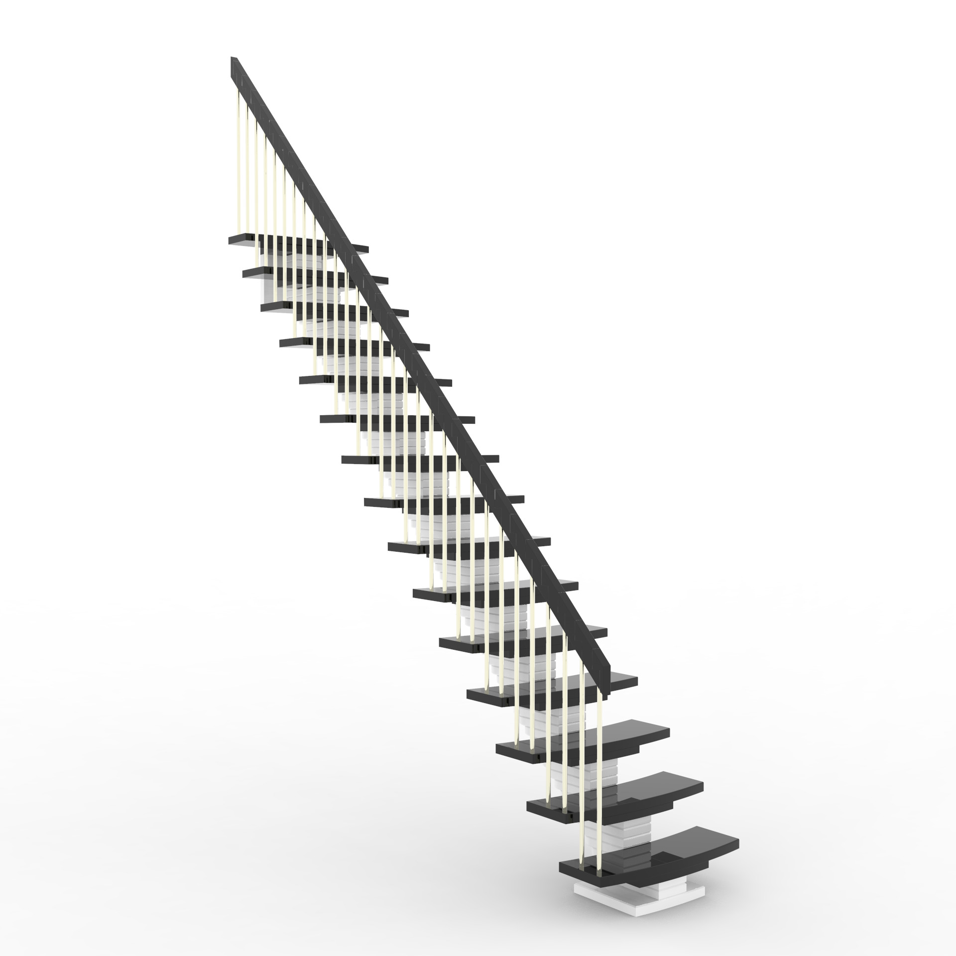 Segmental straight stairs 3D model_2