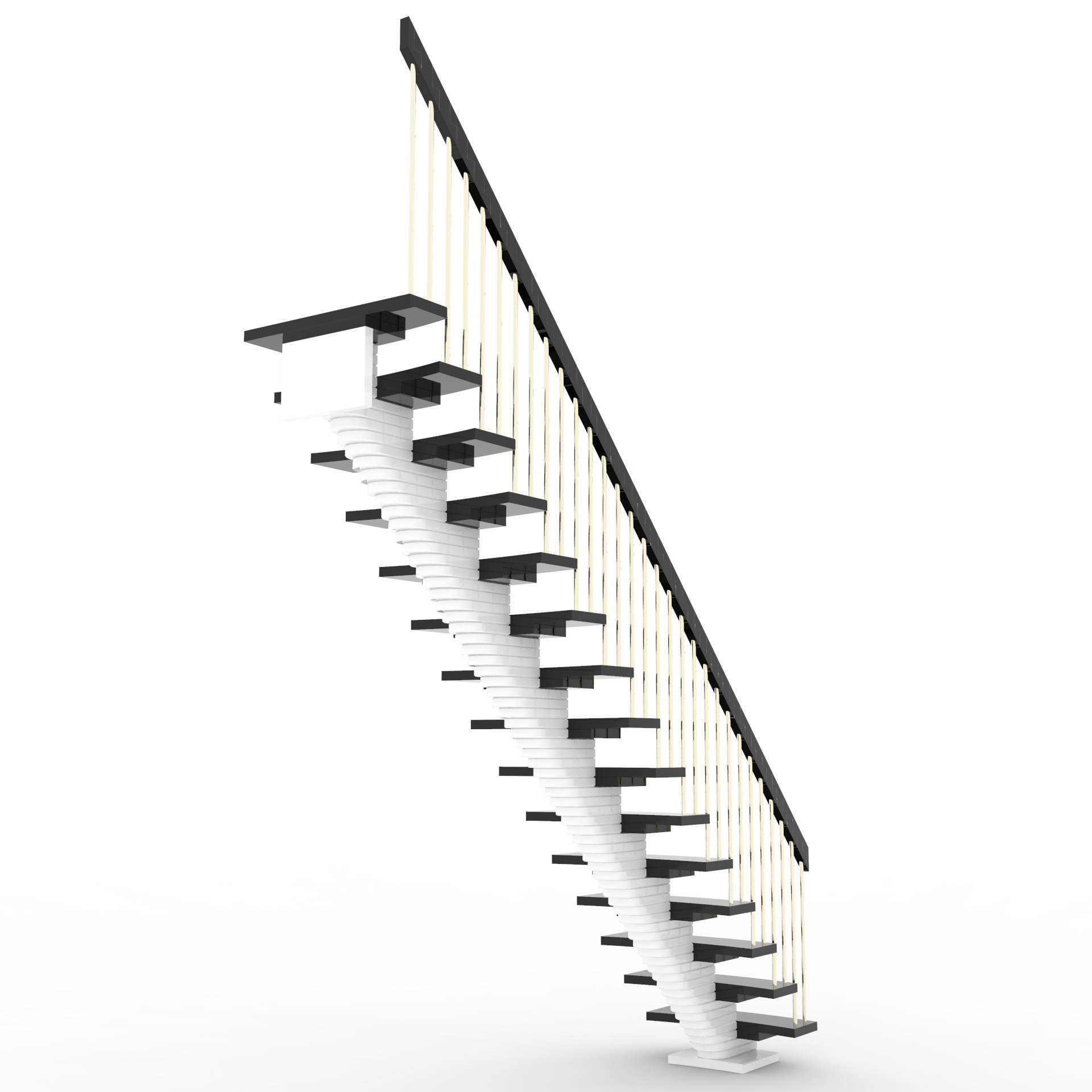 Segmental straight stairs 3D model_6