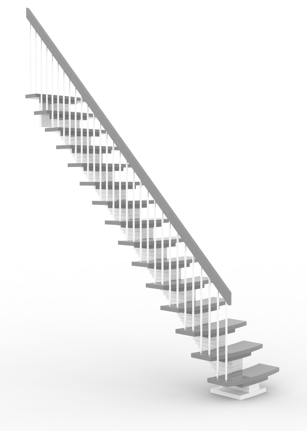Segmental straight stairs 3D model_3