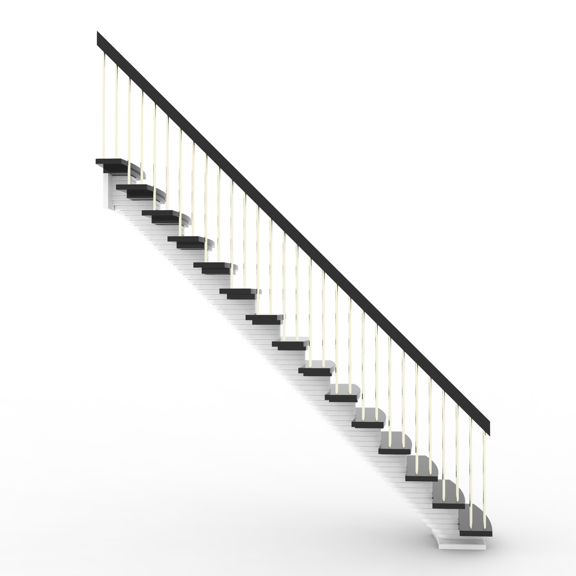 Segmental straight stairs 3D model_4