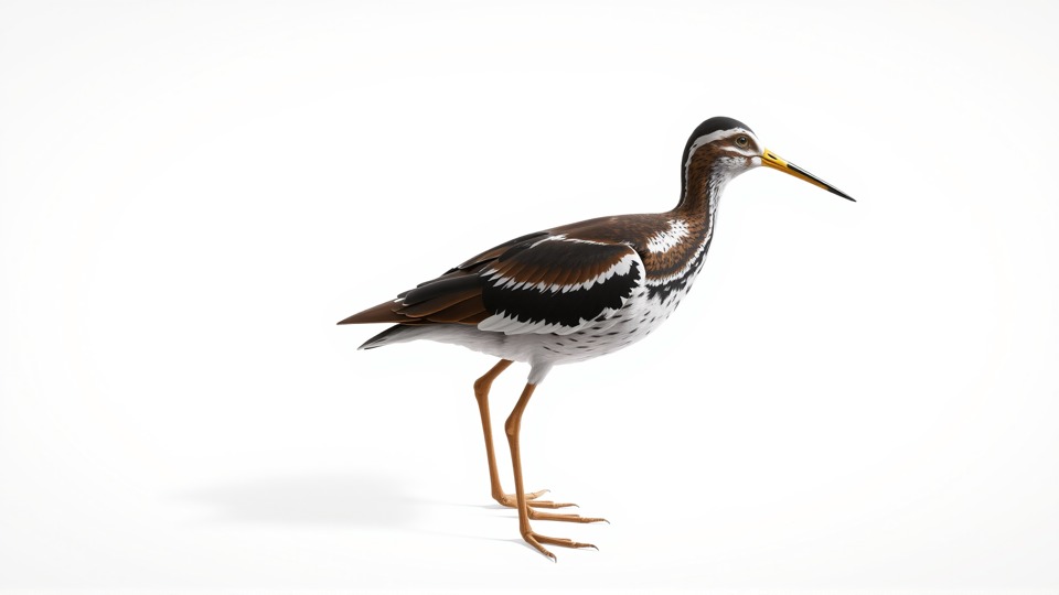 Realistic Painted-Snipe Bird 3D Model Low-poly 3D model_3