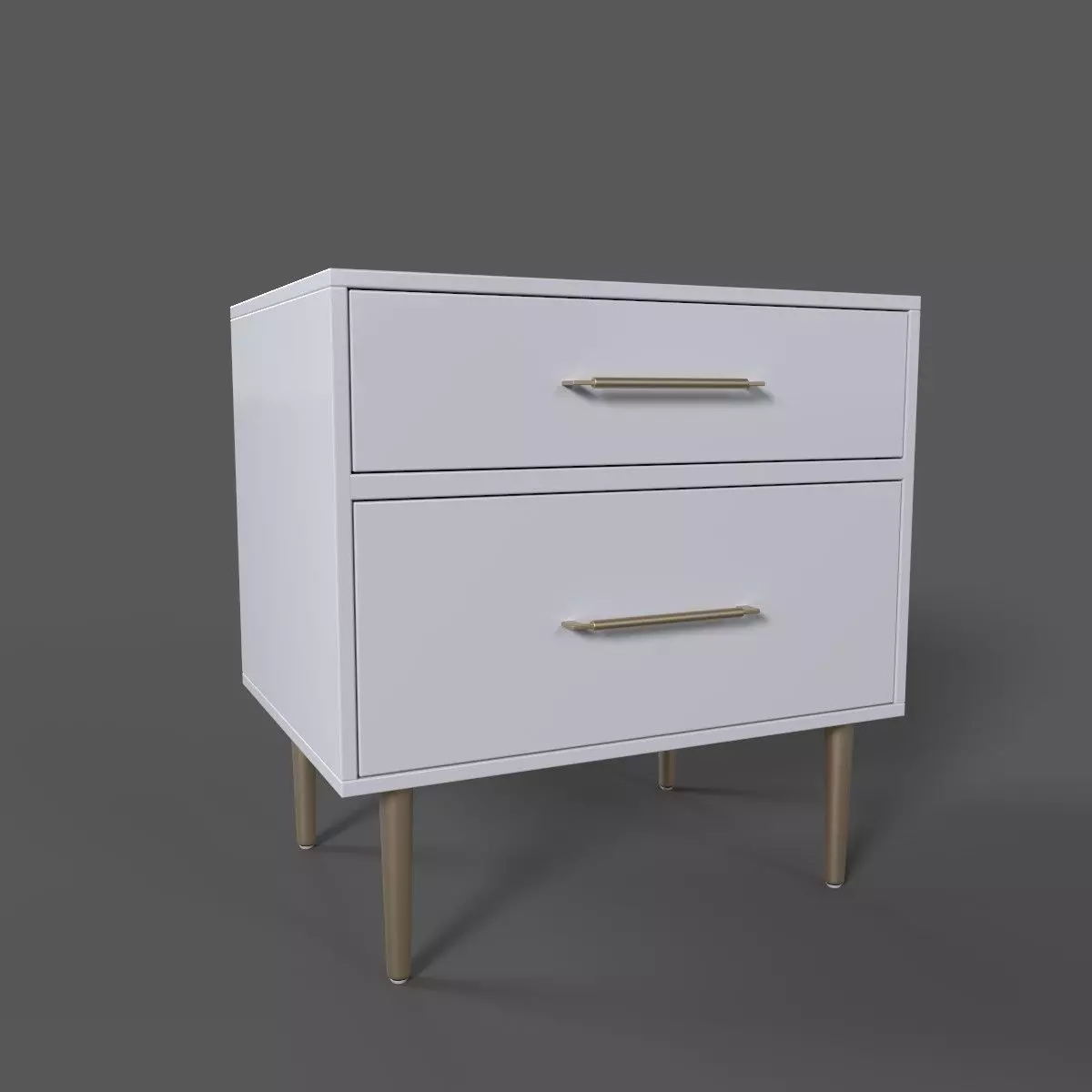 Two Drawer Nightstand Low-poly 3D model_0