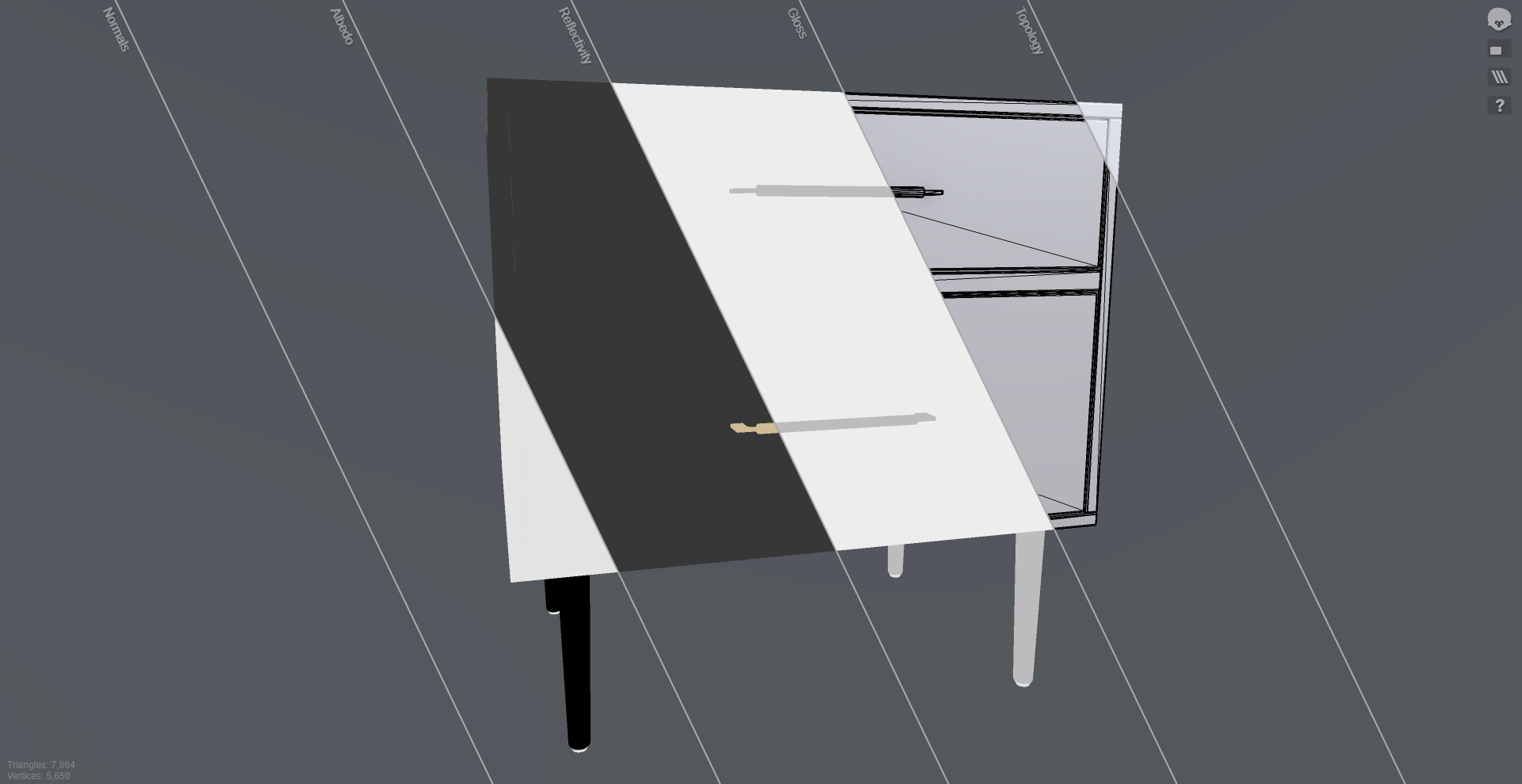 Two Drawer Nightstand Low-poly 3D model_2