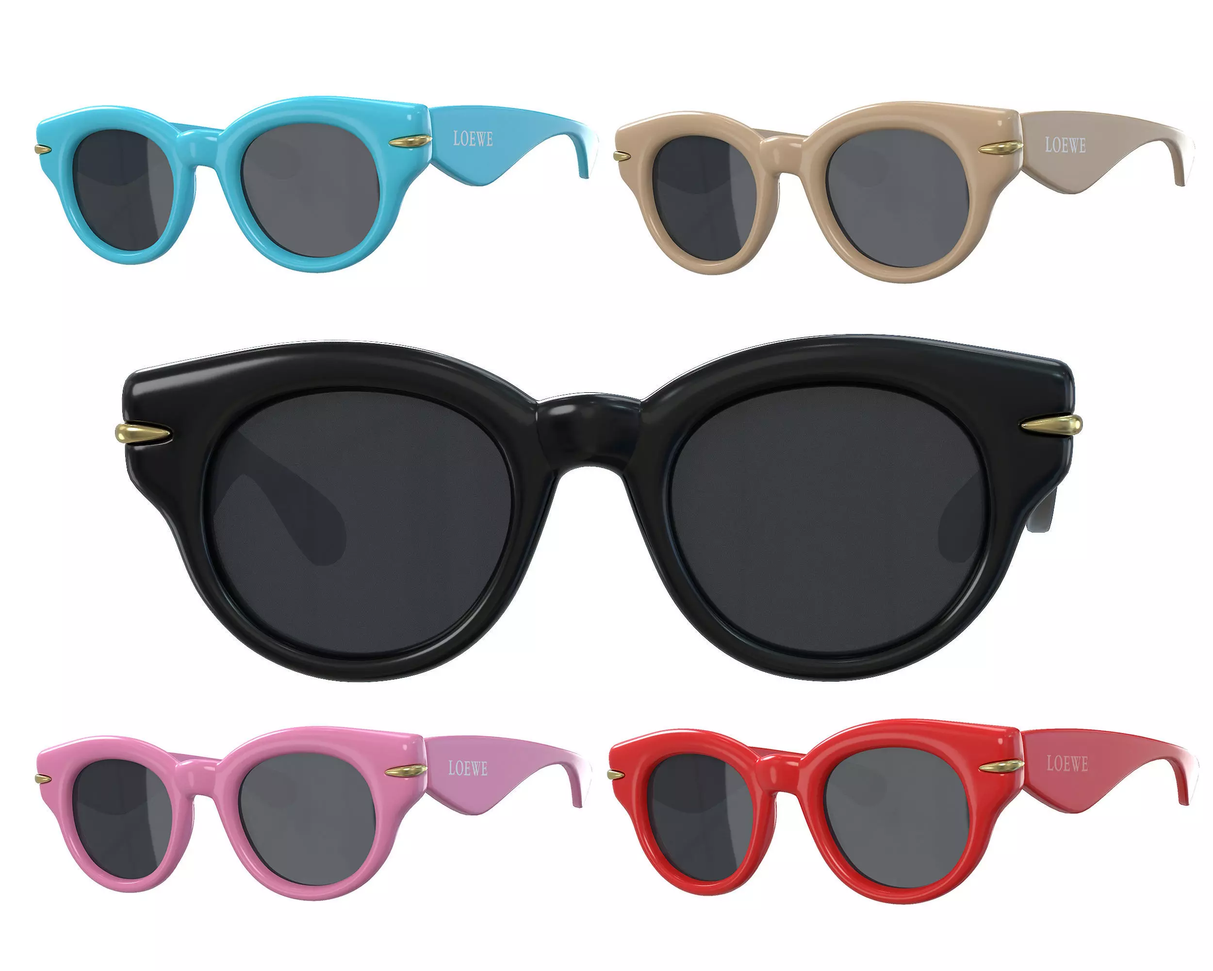 Loewe inflated Round Sunglasses Low-poly 3D model_0