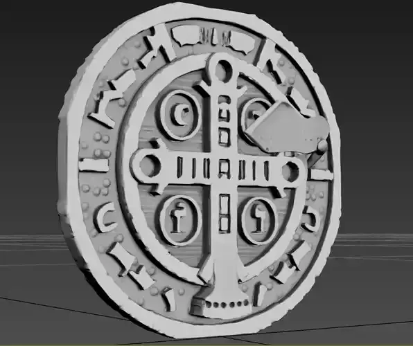 Saint Benedict Medal  Antique Coin Collectible Medallion 3D model