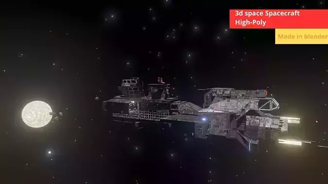 Spacecraft with planet 3D model Spacecraft with planet 3D model