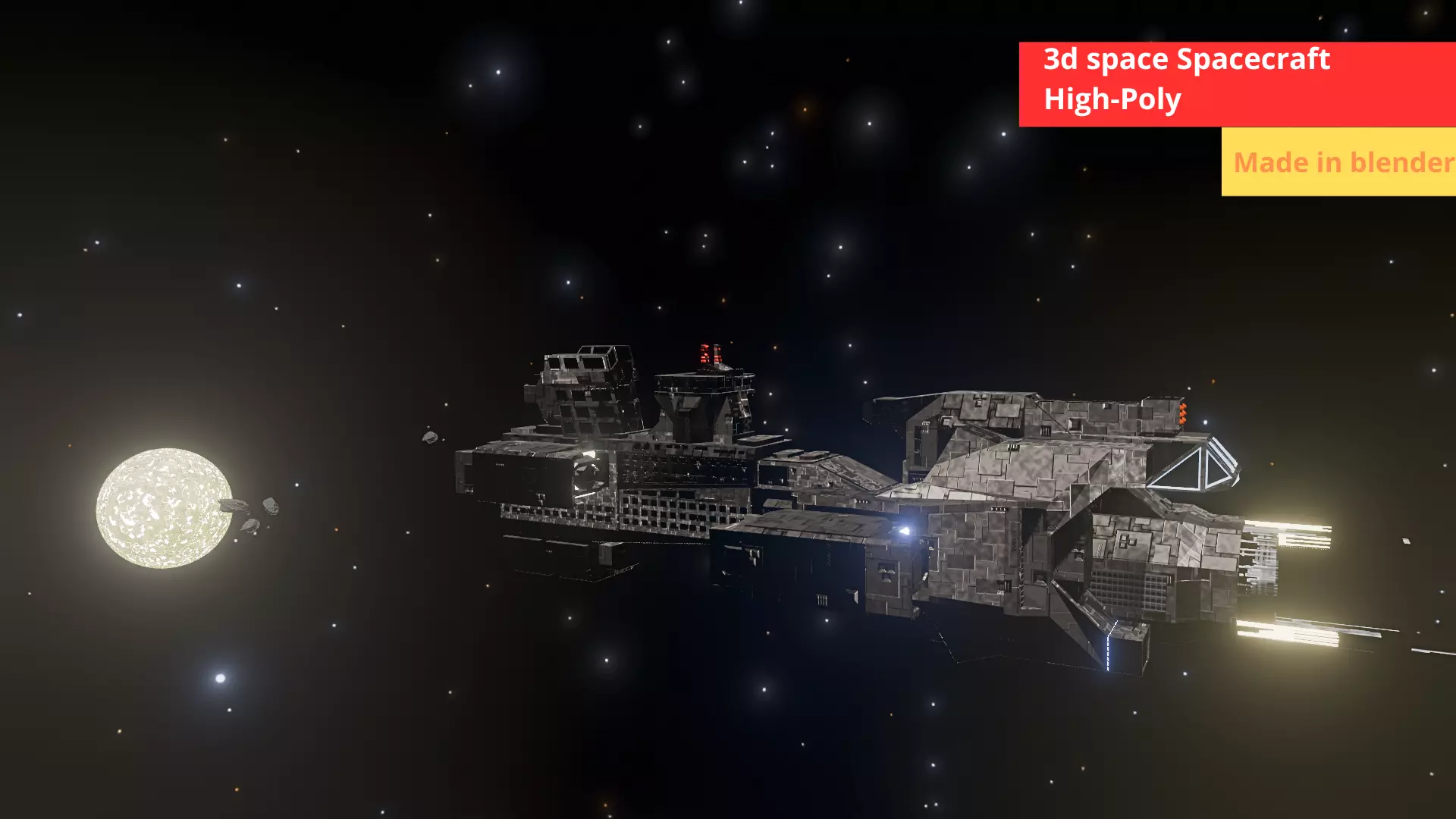 Spacecraft with planet 3D model_0