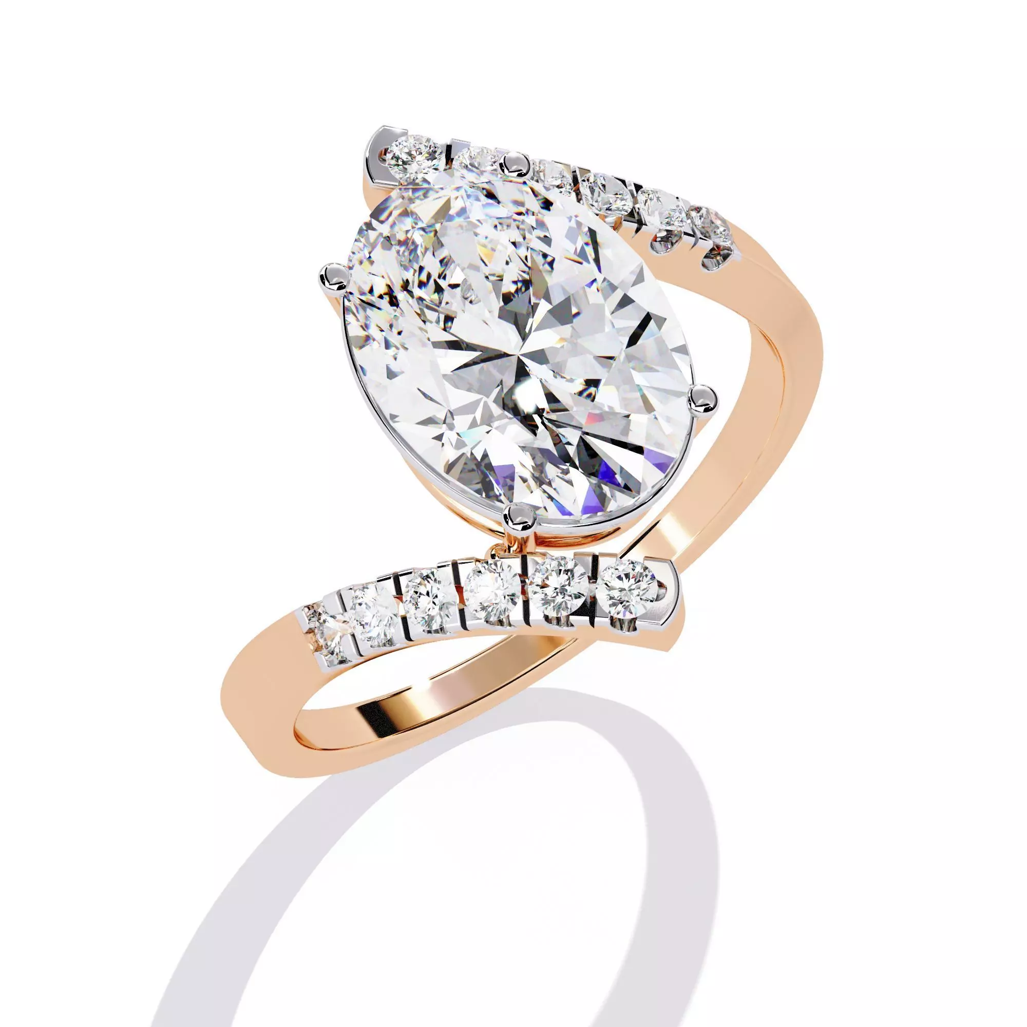 Solitaire Diamond Ring 360 animation renders 3dm stl details 3D print model