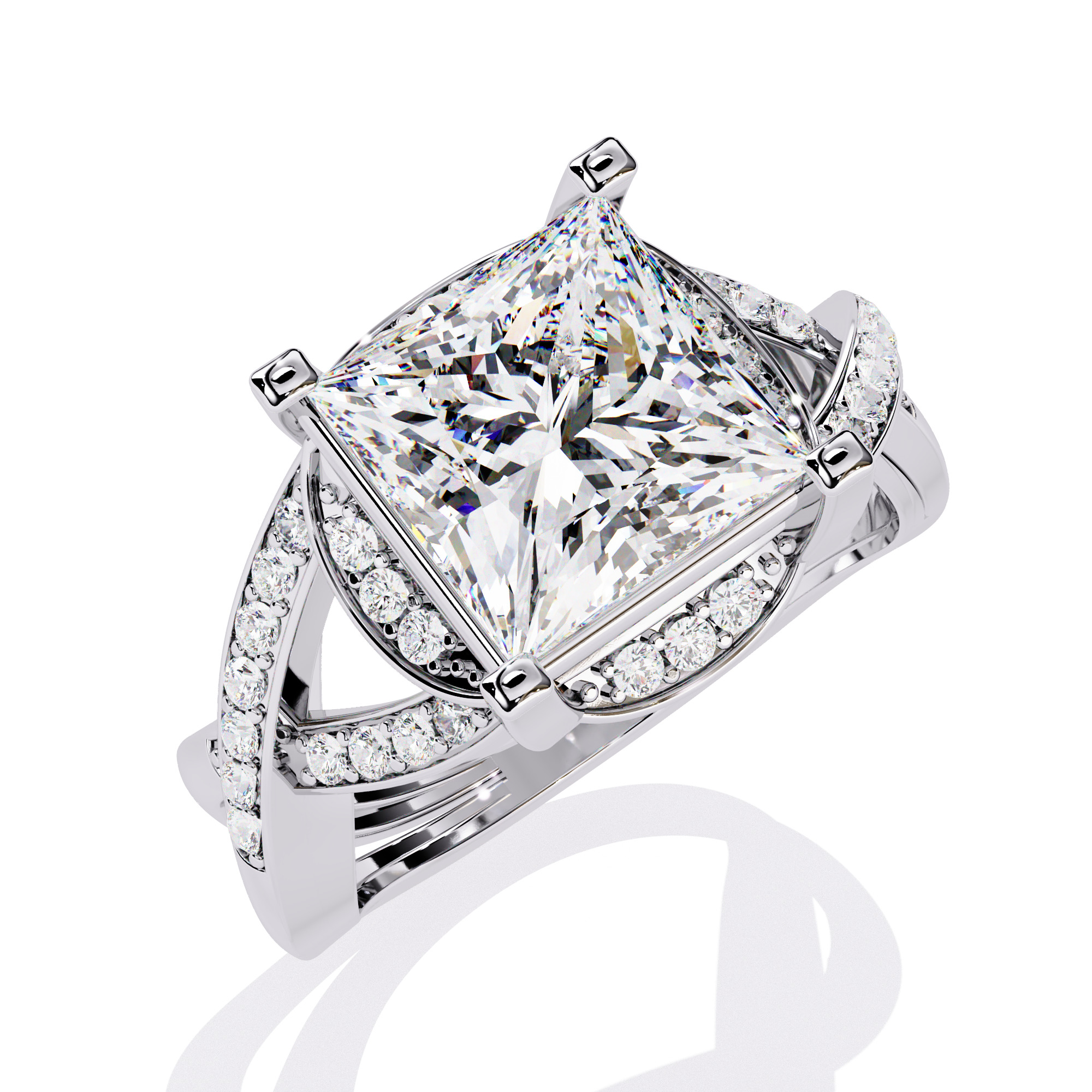 Solitaire Diamond Ring 360 animation renders 3dm stl details 3D print model_8