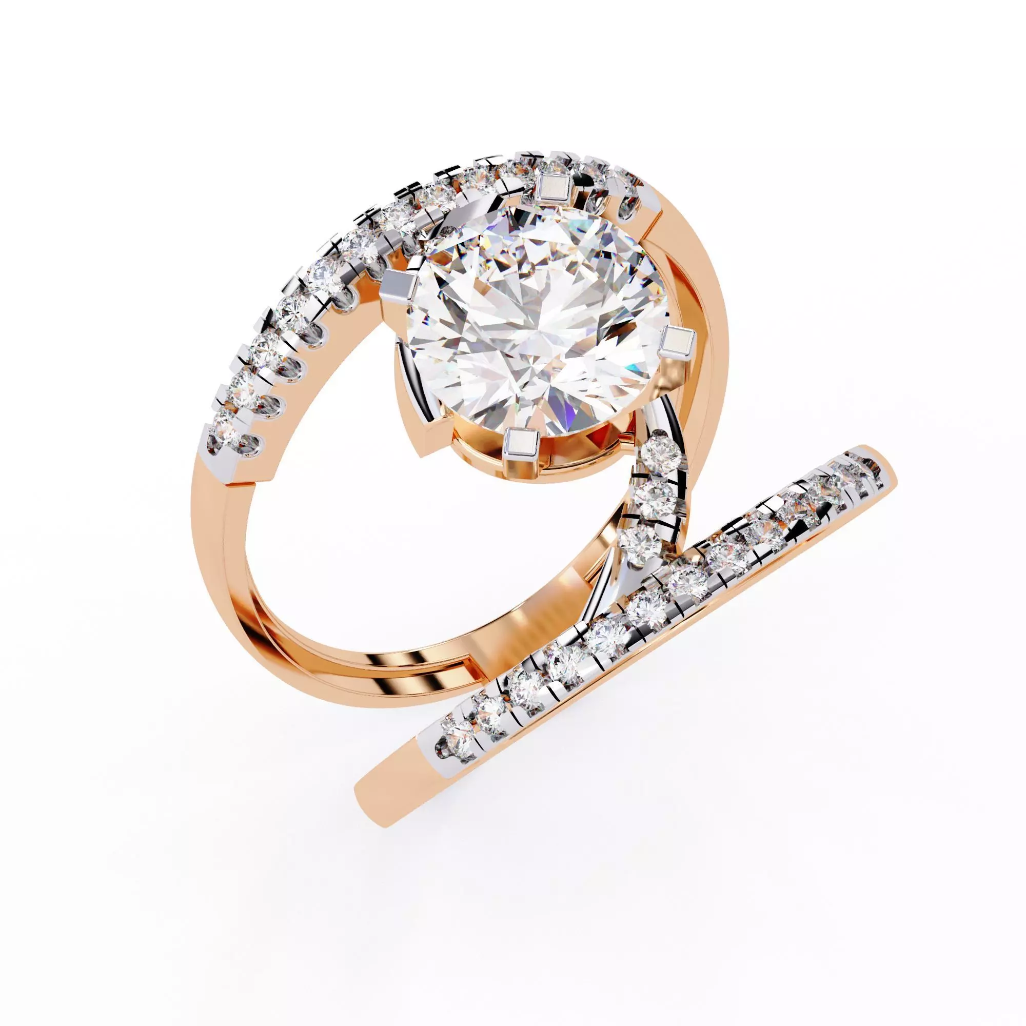 Solitaire Diamond Ring 360 animation renders 3dm stl details 3D print model