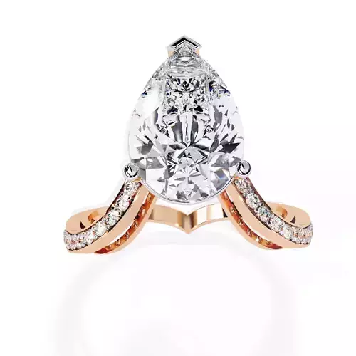 Pear Solitaire Diamond Ring 360 animation renders 3dm stl 3D print model