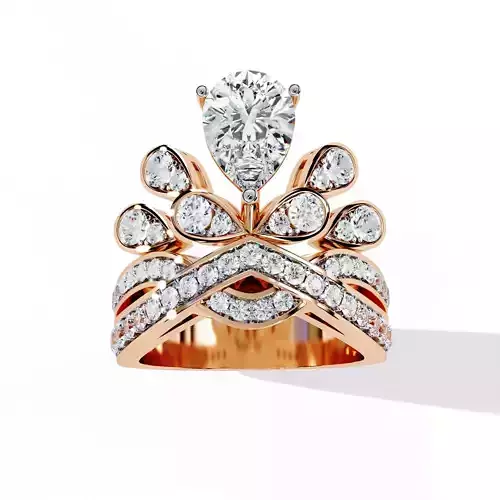 Crown Pear Solitaire Diamond Ring 360 animation renders 3dm 3D print model