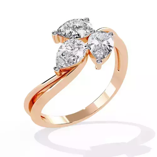 Leaf Solitaire Diamond Ring 360 animation renders 3dm stl 3D print model