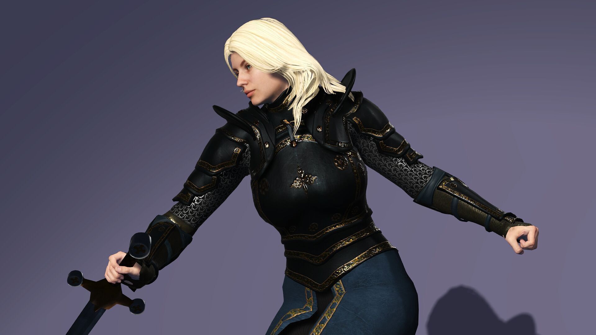 Realistic Female Blond Knight Low-poly 3D model_10