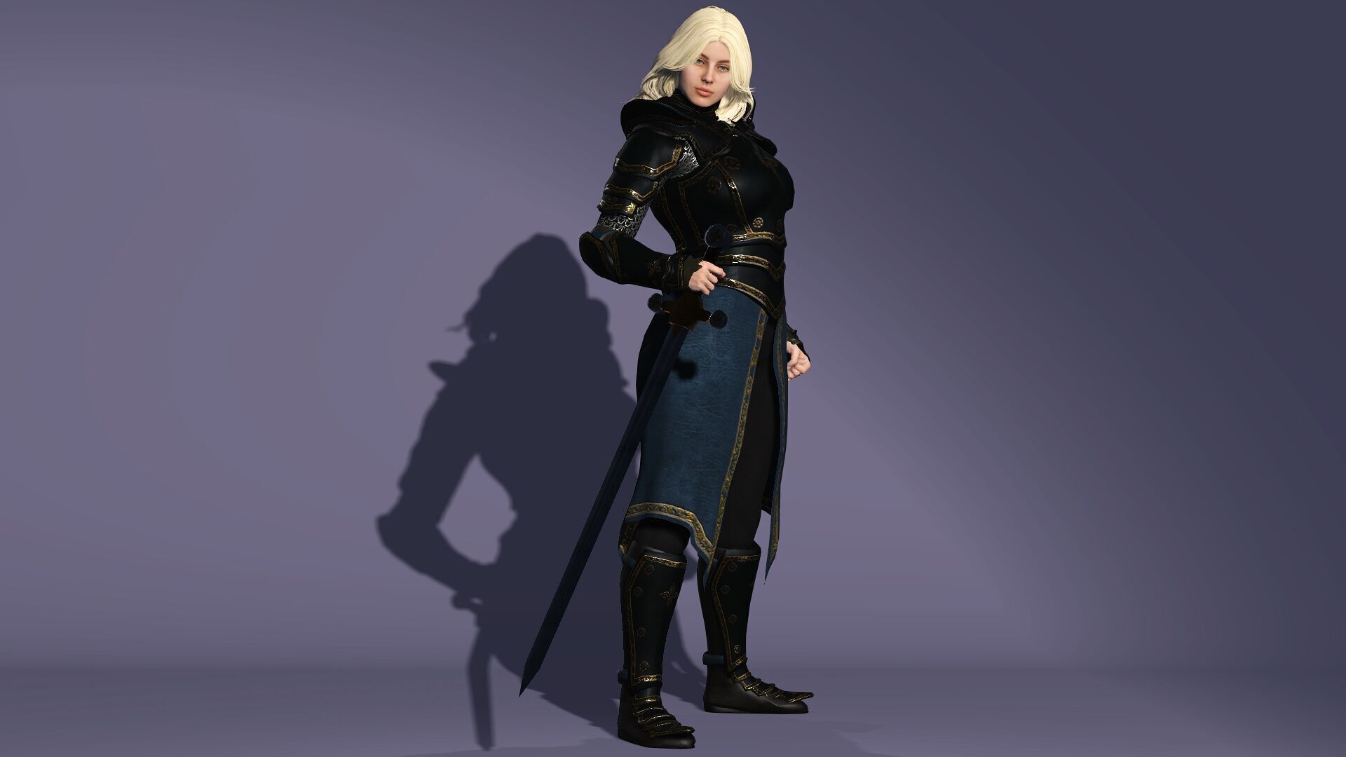 Realistic Female Blond Knight Low-poly 3D model_11