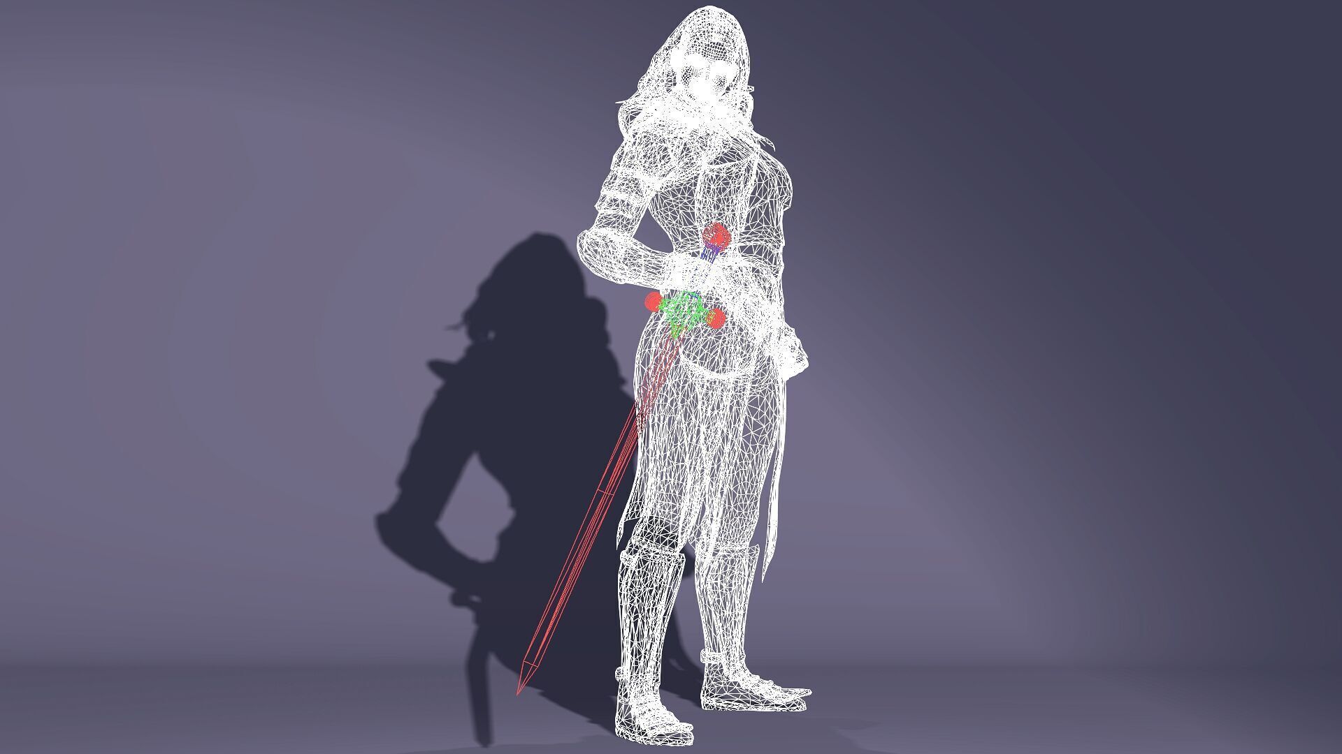 Realistic Female Blond Knight Low-poly 3D model_13