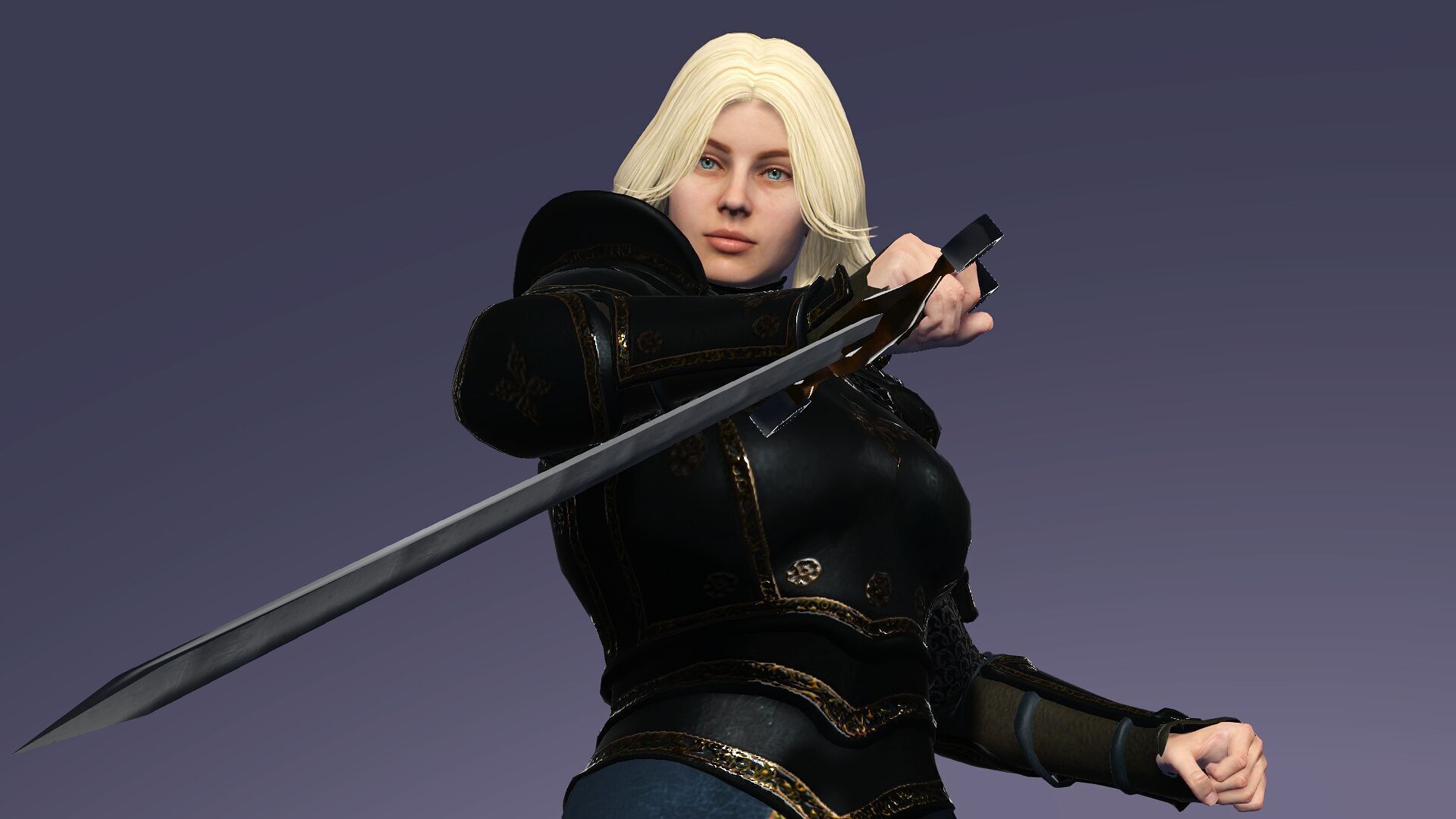 Realistic Female Blond Knight Low-poly 3D model_8