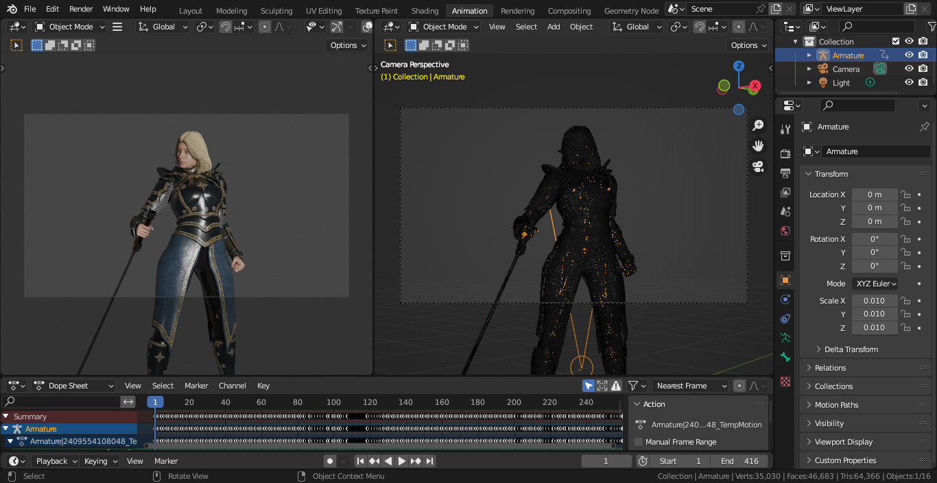 Realistic Female Blond Knight Low-poly 3D model_14