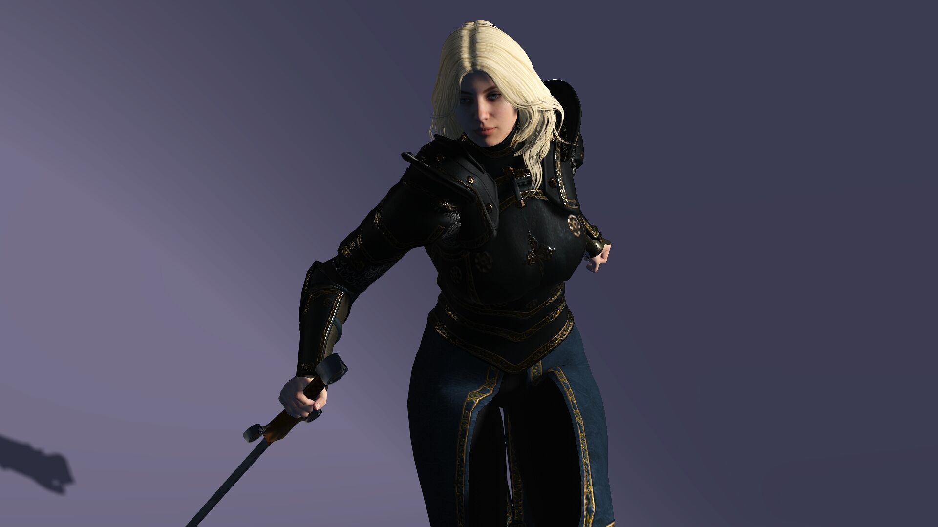 Realistic Female Blond Knight Low-poly 3D model_9