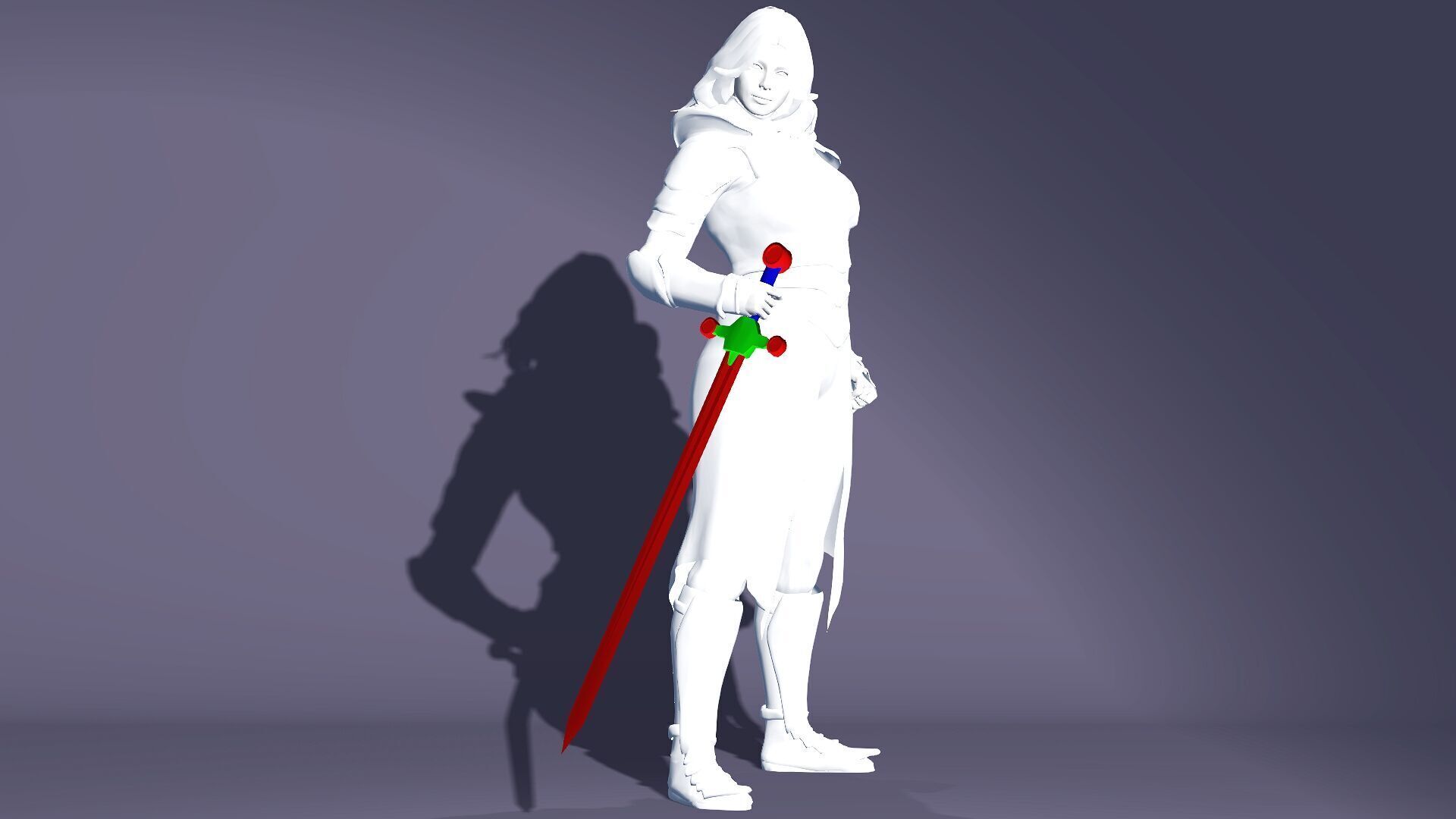 Realistic Female Blond Knight Low-poly 3D model_12