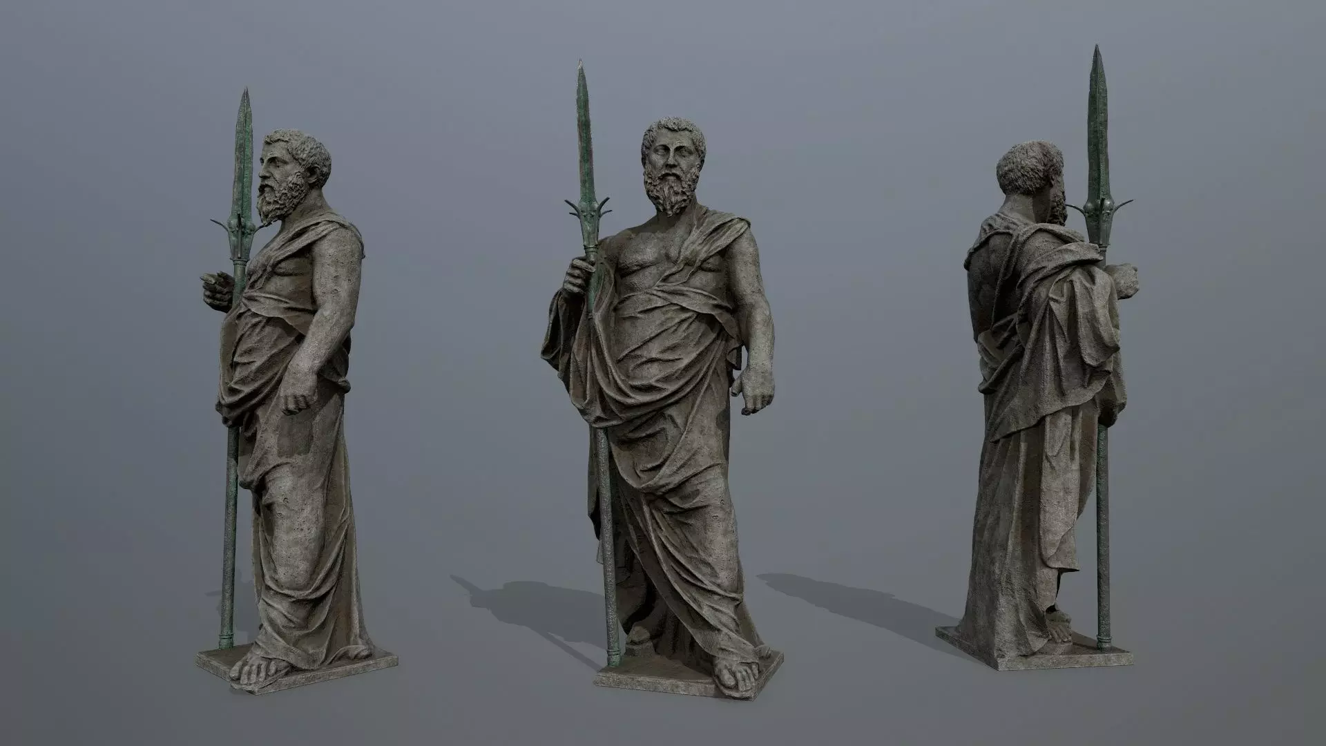 Man Statue 2 Low-poly 3D model_0