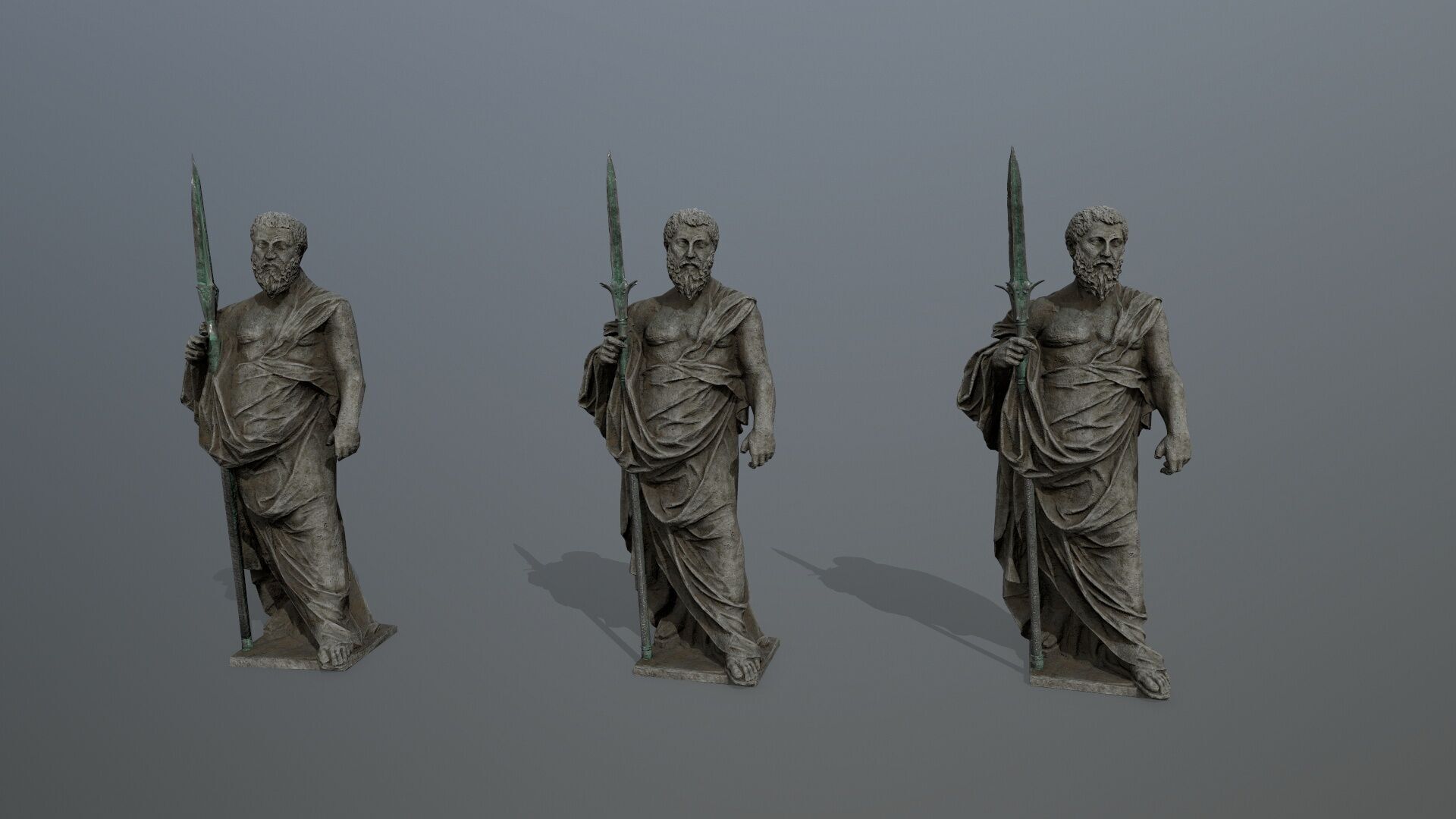 Man Statue 2 Low-poly 3D model_14