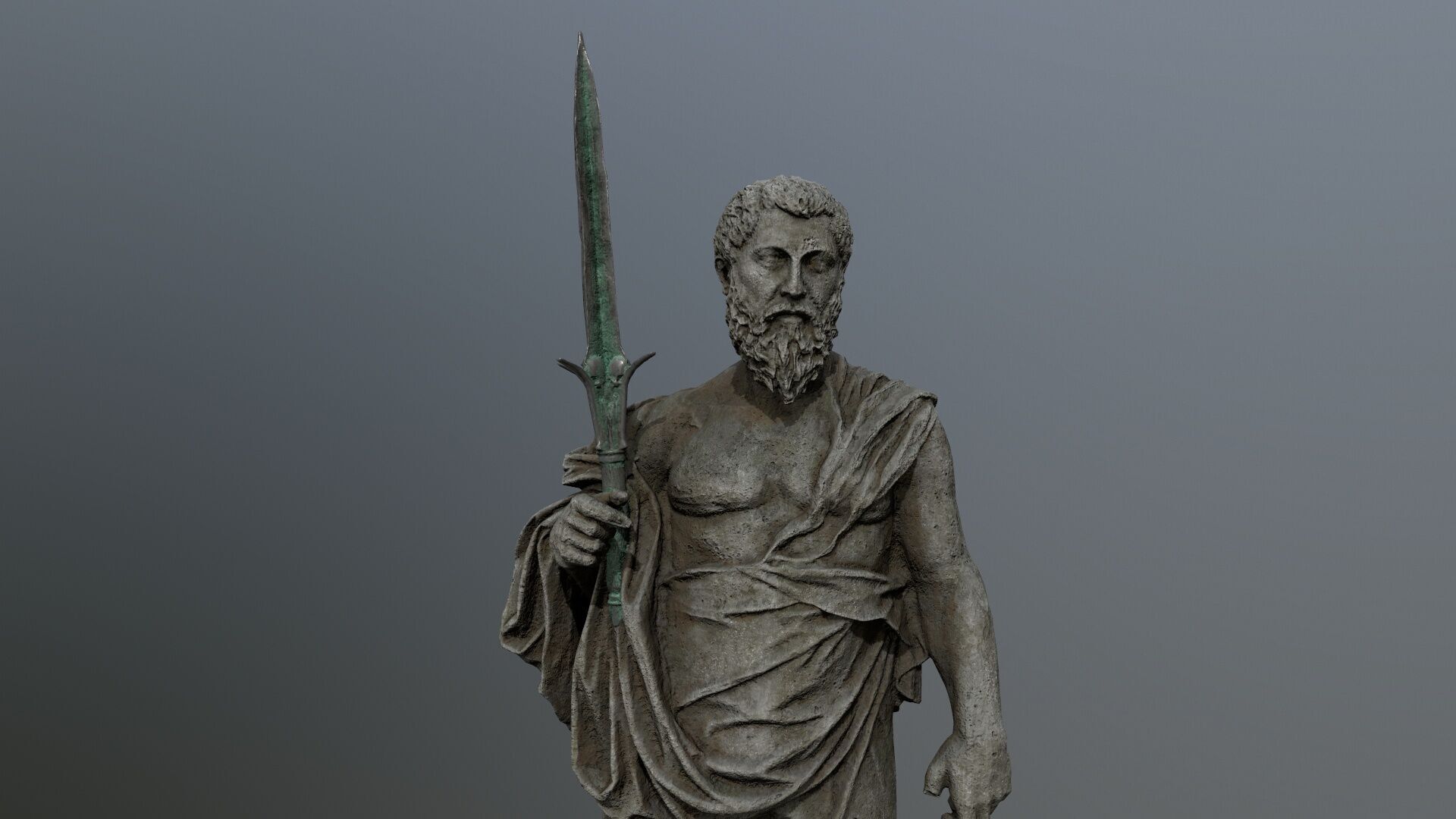 Man Statue 2 Low-poly 3D model_13