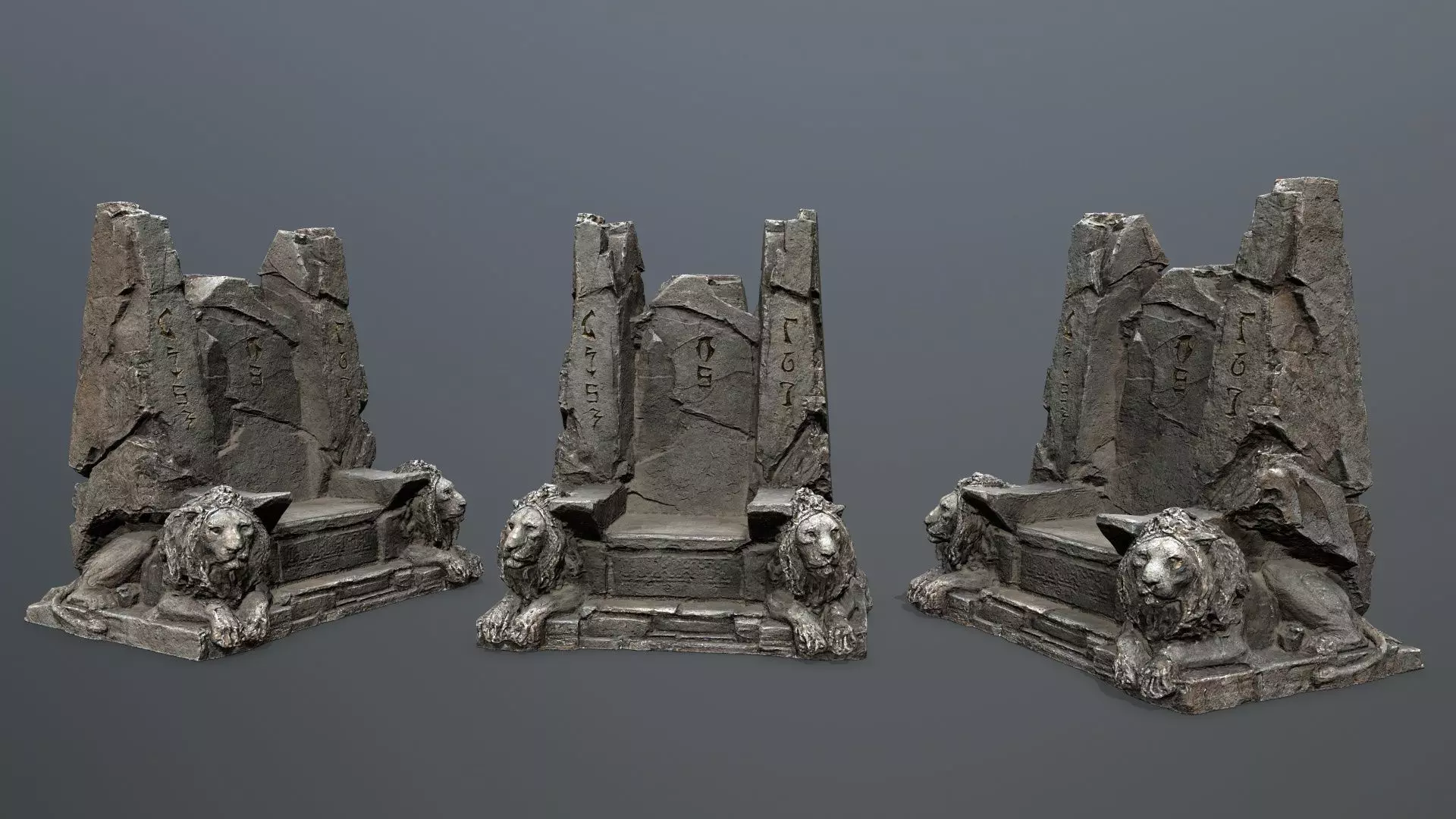 Lion Stone Throne Low-poly 3D model