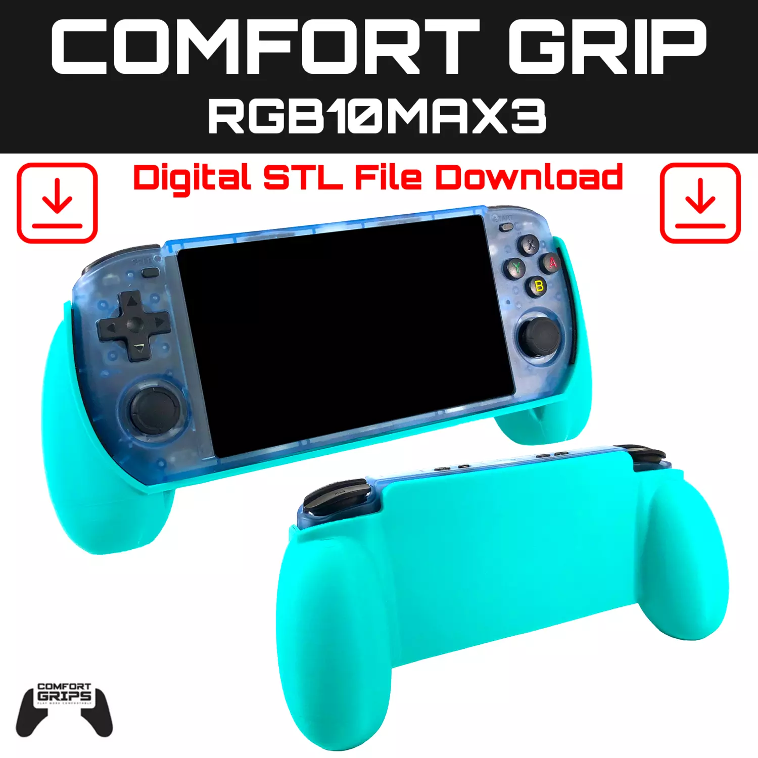 Powkiddy RGB10MAX3 Comfort Grip Case and Screen Guard 3D print model_0