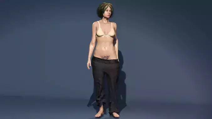 Homeless Drug Addict Girl Low-poly 3D model