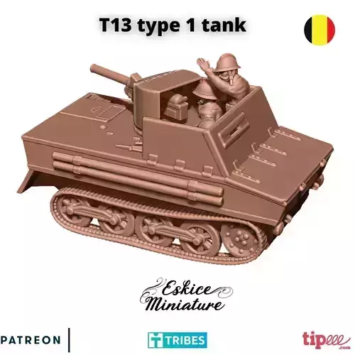 T13 Type 1 belgian tank - 28mm for wargame