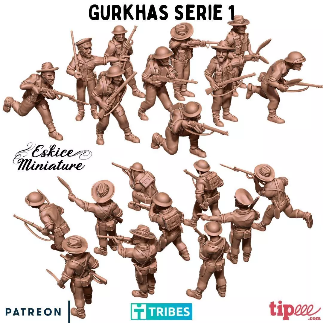 Gurkhas for WW2 wargame - 28mm 3D print model