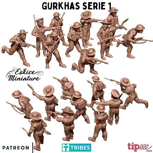 Gurkhas for WW2 wargame - 28mm 3D print model