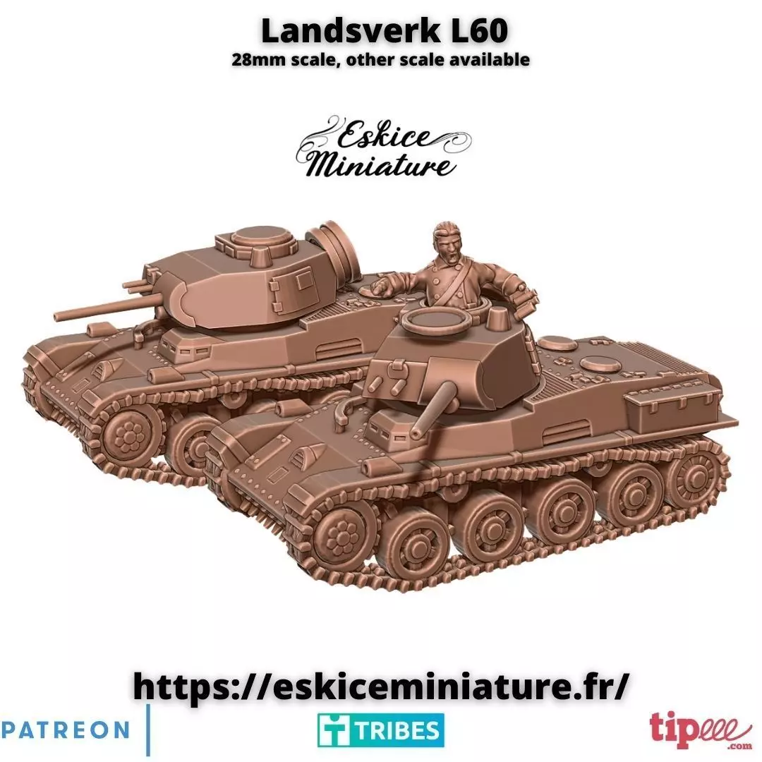 Landsverk L60 tank - 28mm 3D print model