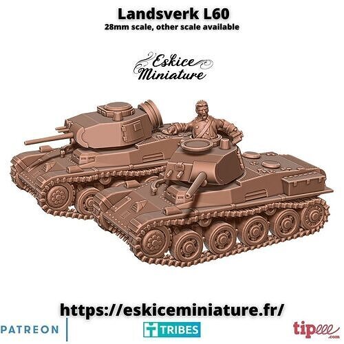Landsverk L60 tank - 28mm 3D print model