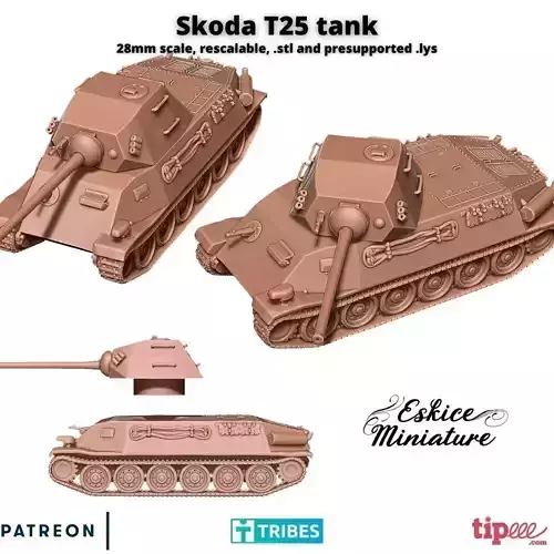  Skoda T25 tank - 28mm
