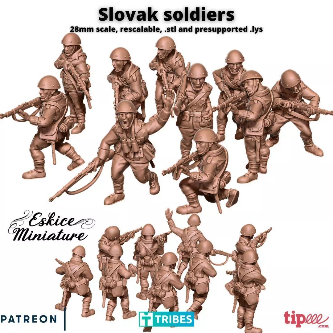 Slovak soldiers ww2 x10 - 28mm 3D print model