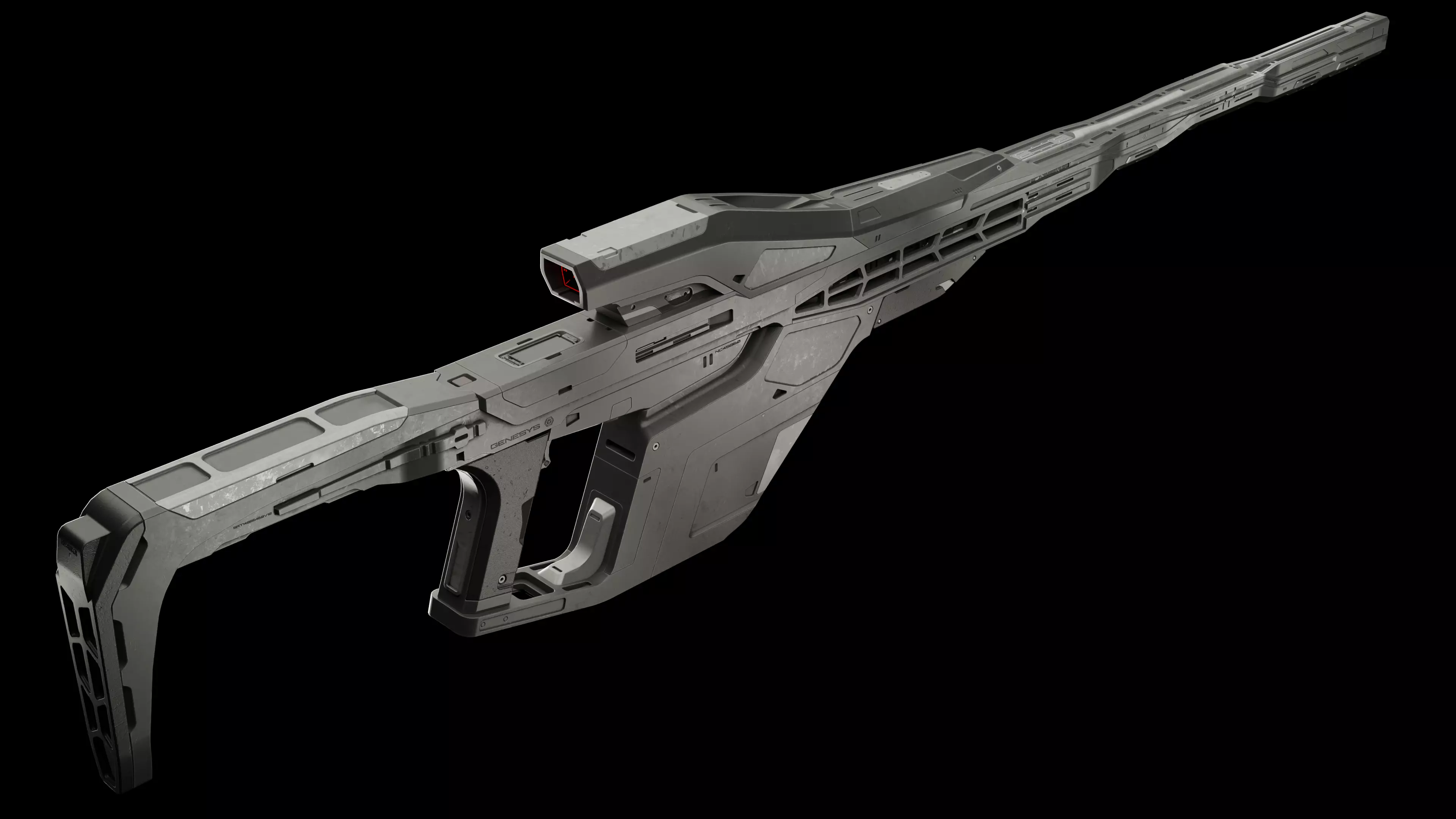 Futuristic sniper rifle Low-poly 3D model