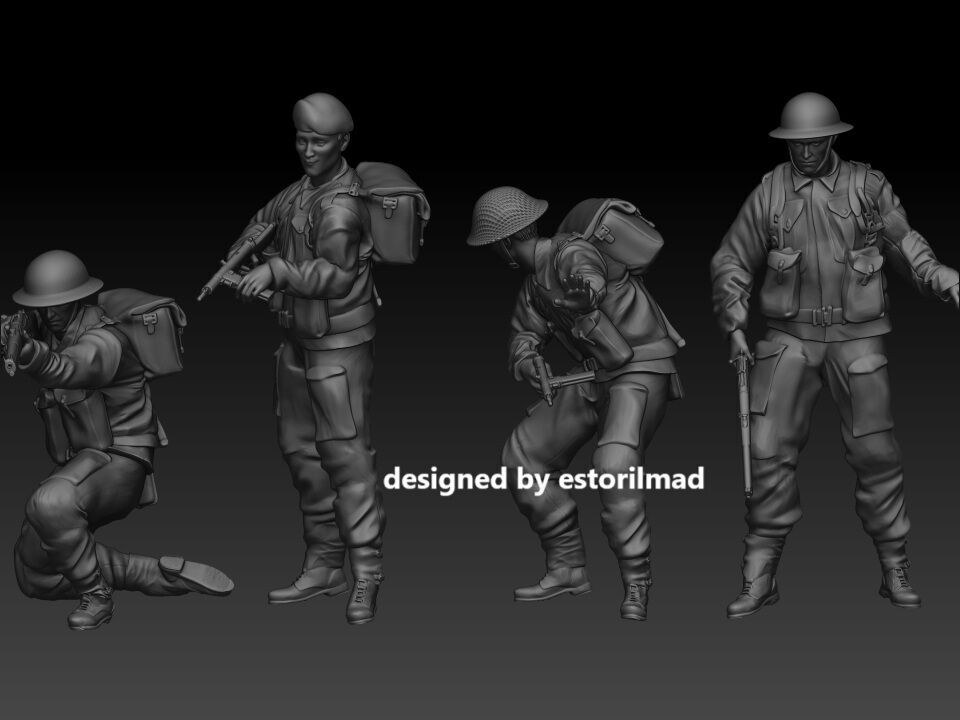 WW2 PACK 6 BRITISH SOLDIER IN CAEN NORMANDY 3D print model_1