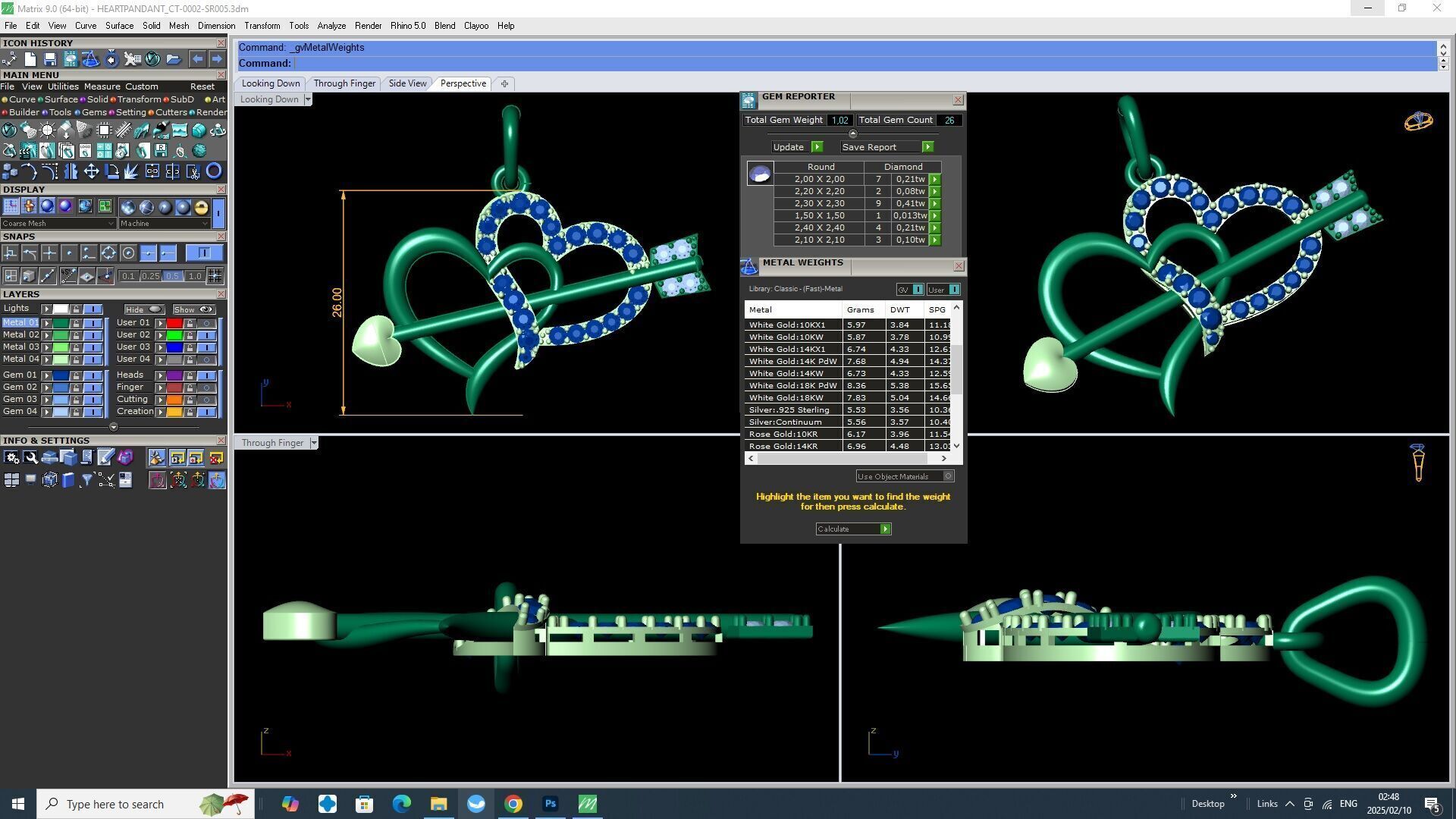 Heart Pendant stl file 3D print model_3