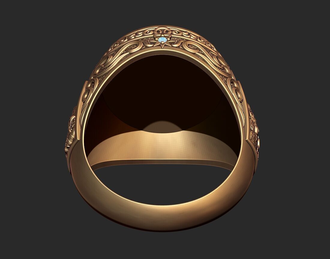 A MAN S RING WITH THE IMAGE OF THE VIRGIN 3D print model_8