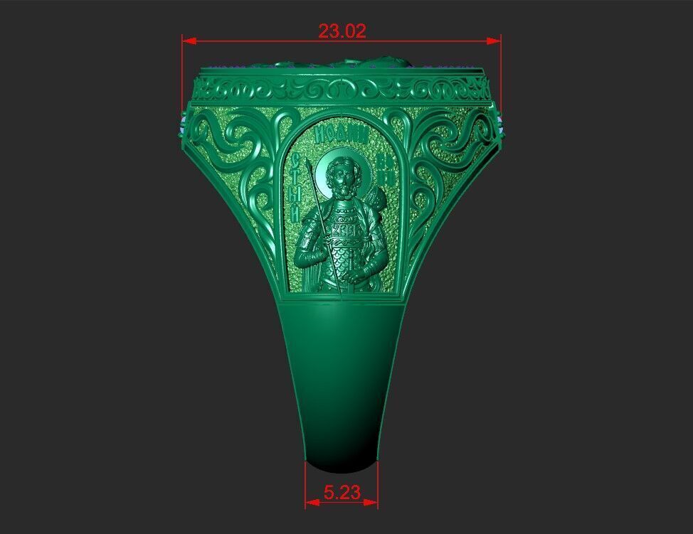A MAN S RING WITH THE IMAGE OF THE VIRGIN 3D print model_4