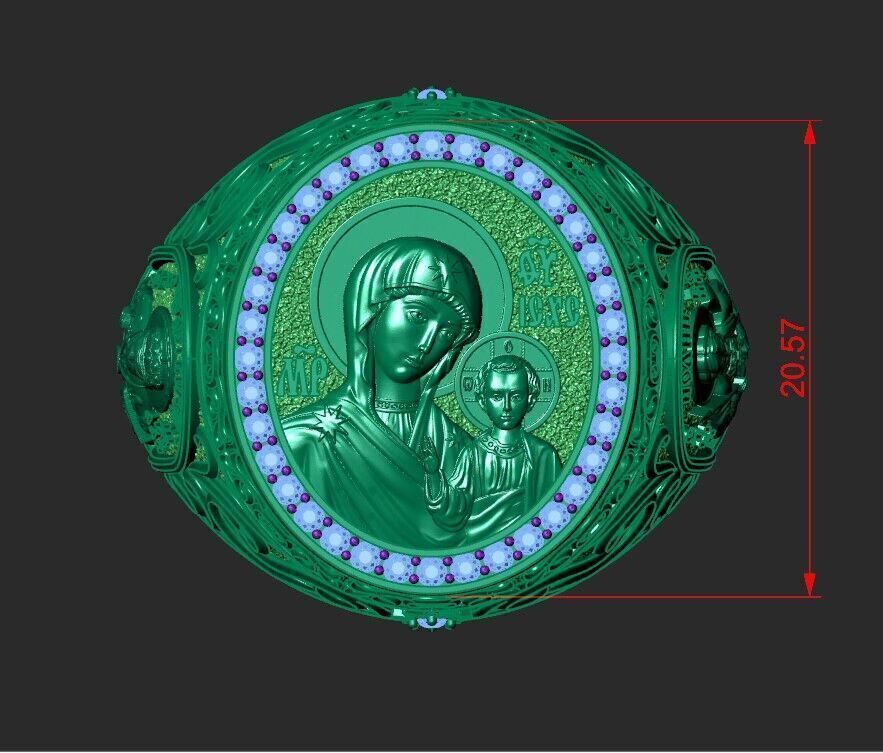 A MAN S RING WITH THE IMAGE OF THE VIRGIN 3D print model_5