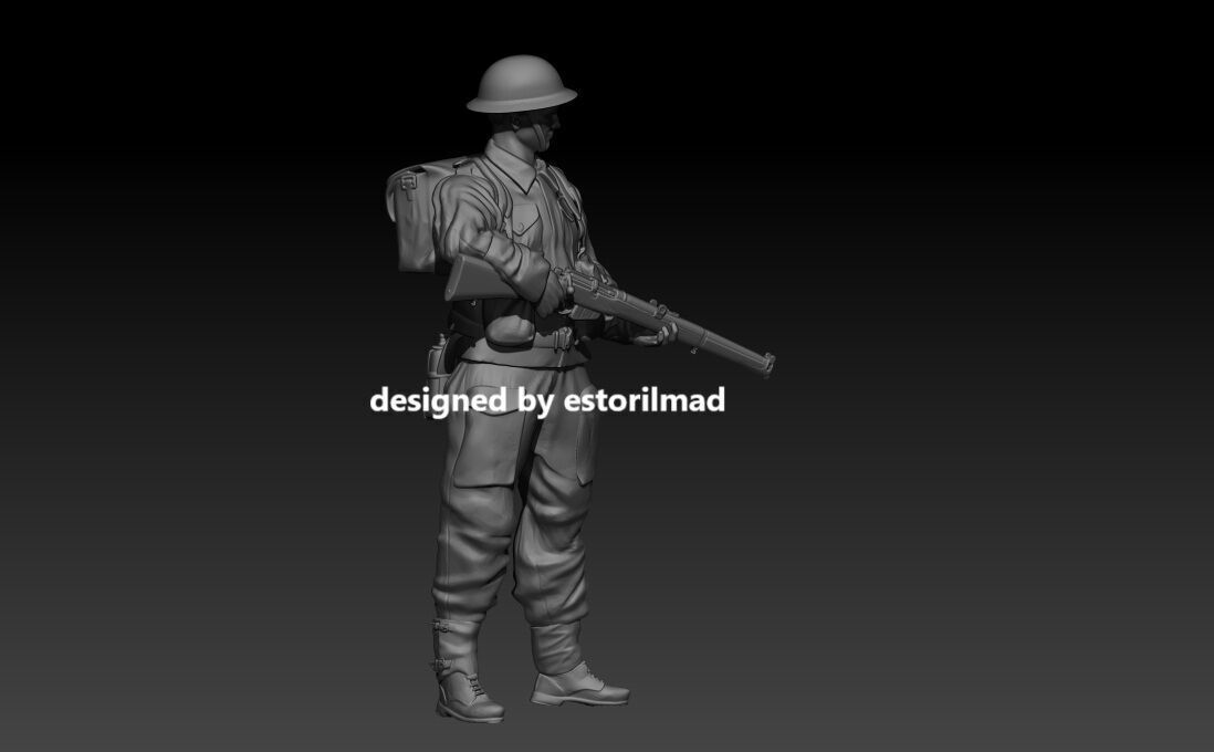 WW2 BRITISH SOLDIER IN CAEN NORMANDY V6 3D print model_1