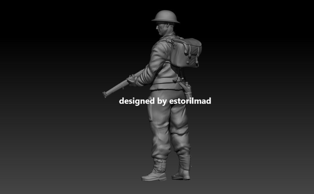 WW2 BRITISH SOLDIER IN CAEN NORMANDY V6 3D print model_2