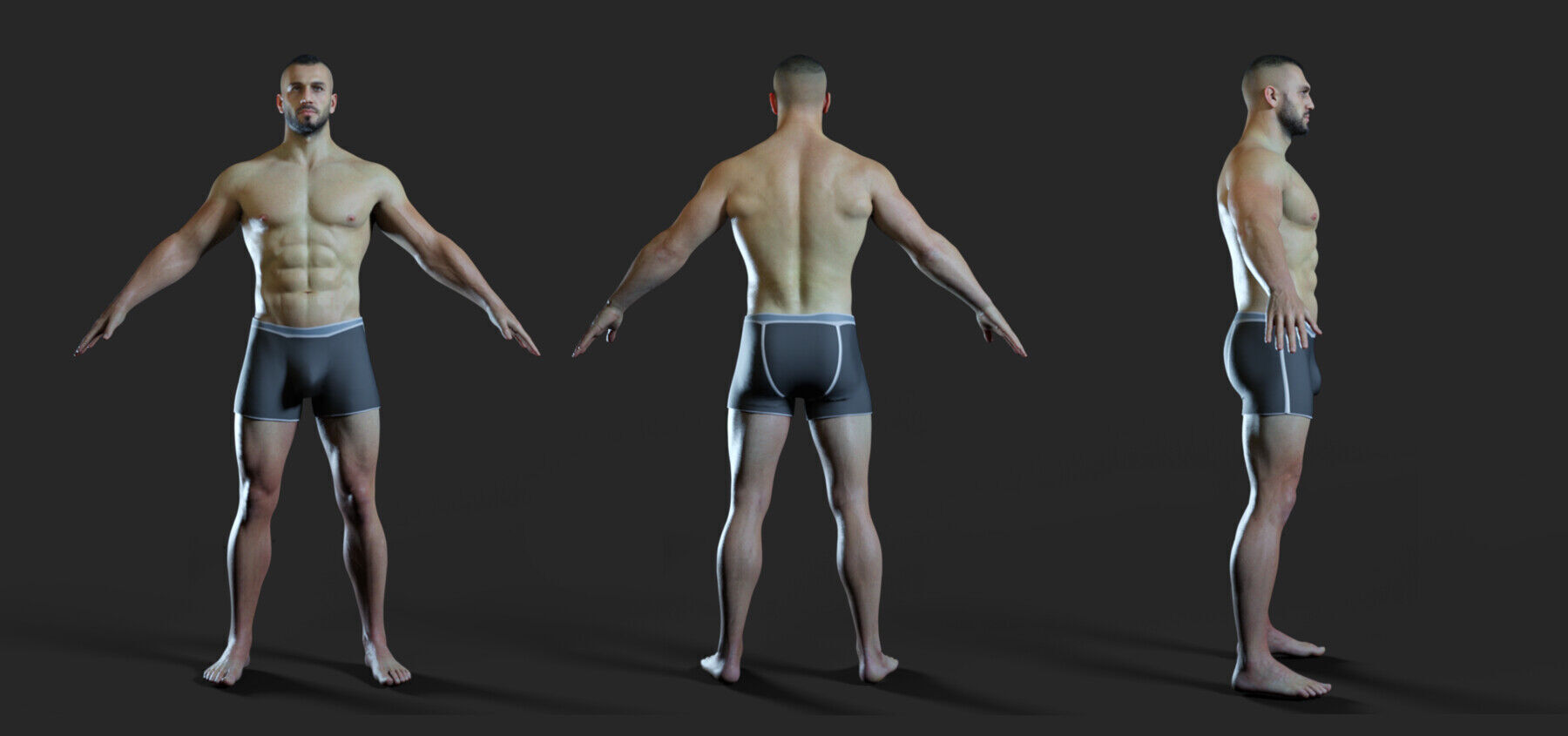 Advanced Realistic Base Game Character Rig Low-poly 3D model_2