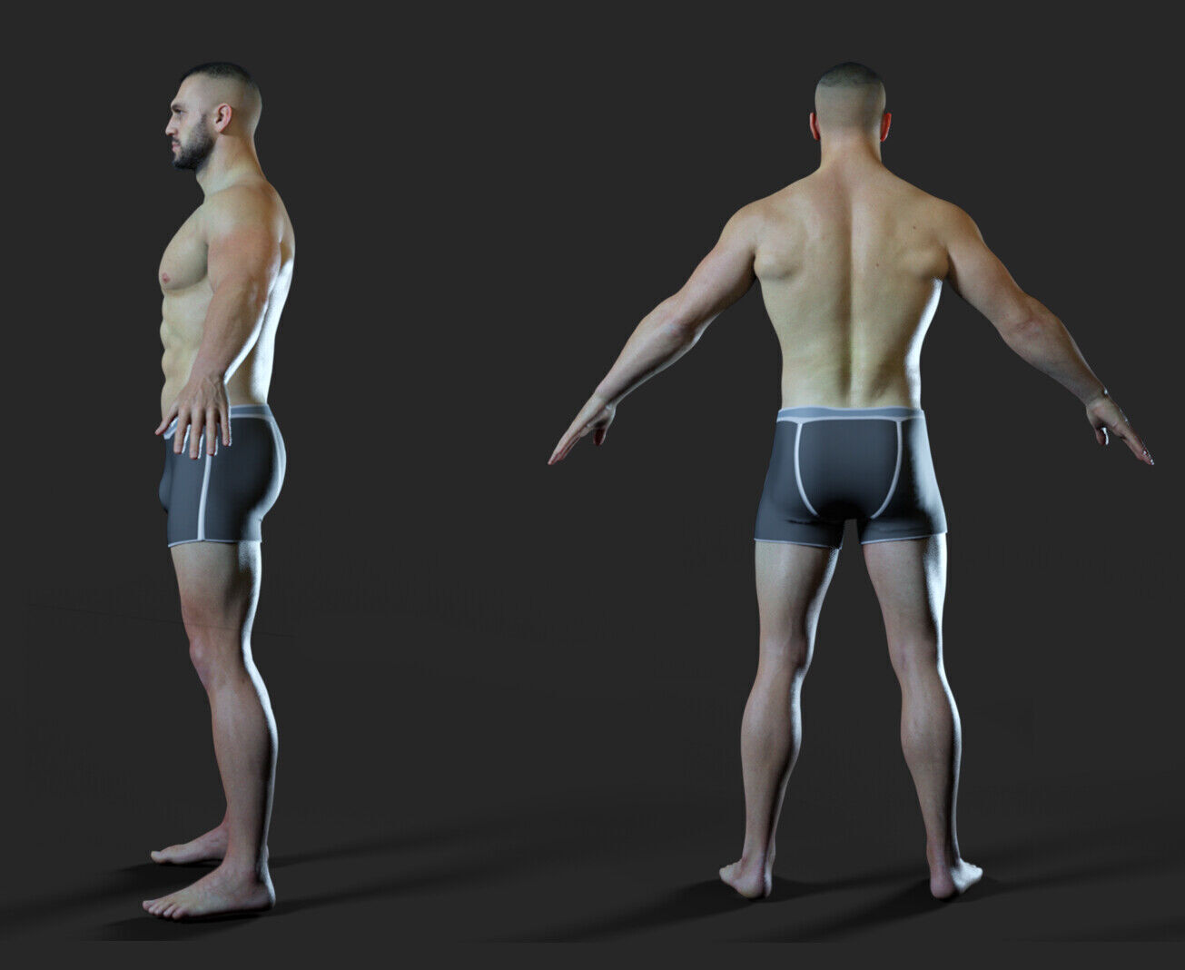Advanced Realistic Base Game Character Rig Low-poly 3D model_3