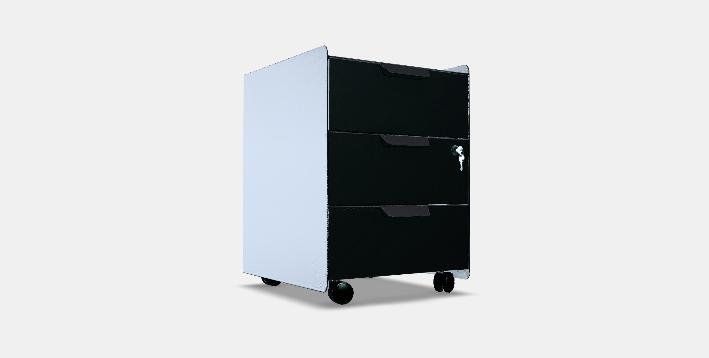 TROTTEN Drawer unit w 3 drawers on castors Low-poly 3D model_2